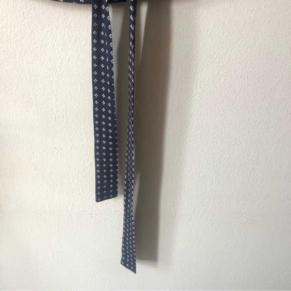 ❤️Weekend Max Mara Spagna Tie Front Patterned Short Sleeve Top Navy Size L - Picture 6 of 8